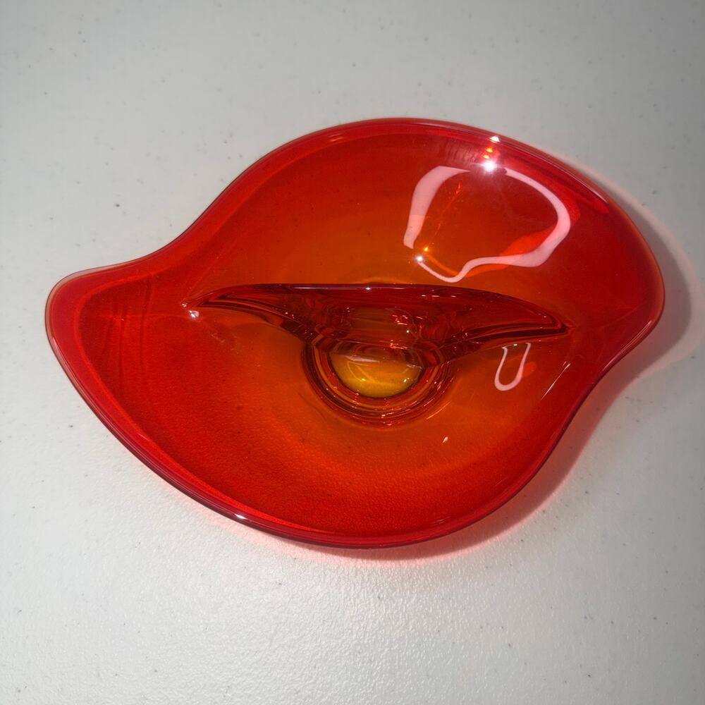 Viking Vintage Glass MCM Divided G Dish Orange Persimmon Candy/trinket dish MCM